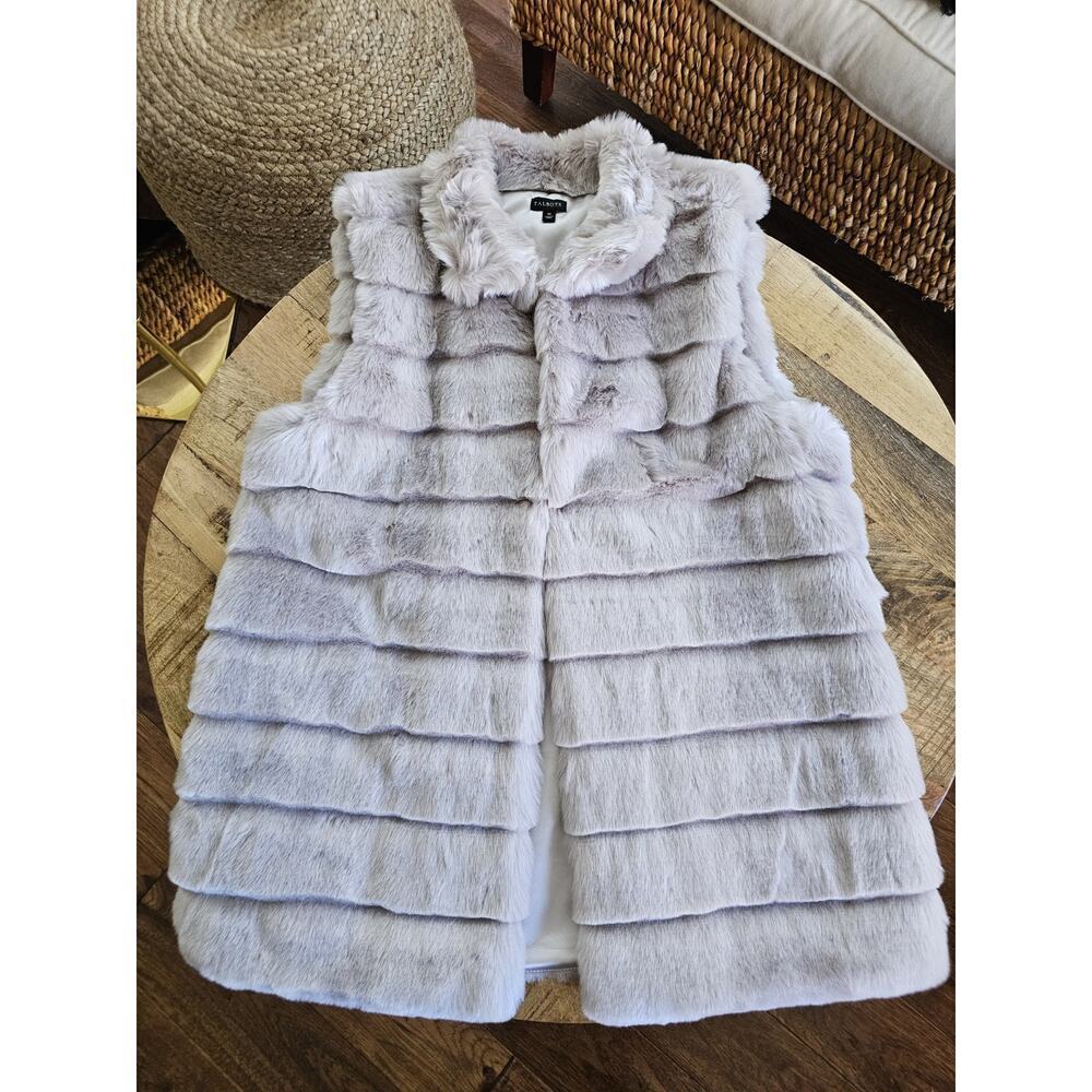 Talbots Faux Fur Luxury Vest Gray Women’s Size M Aspres Outdoors Luxury - Picture 6 of 10
